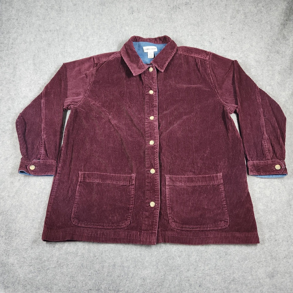 Cabin Creek Corduroy Jacket Women XXL Tall Burgundy Button Up Barn Chore